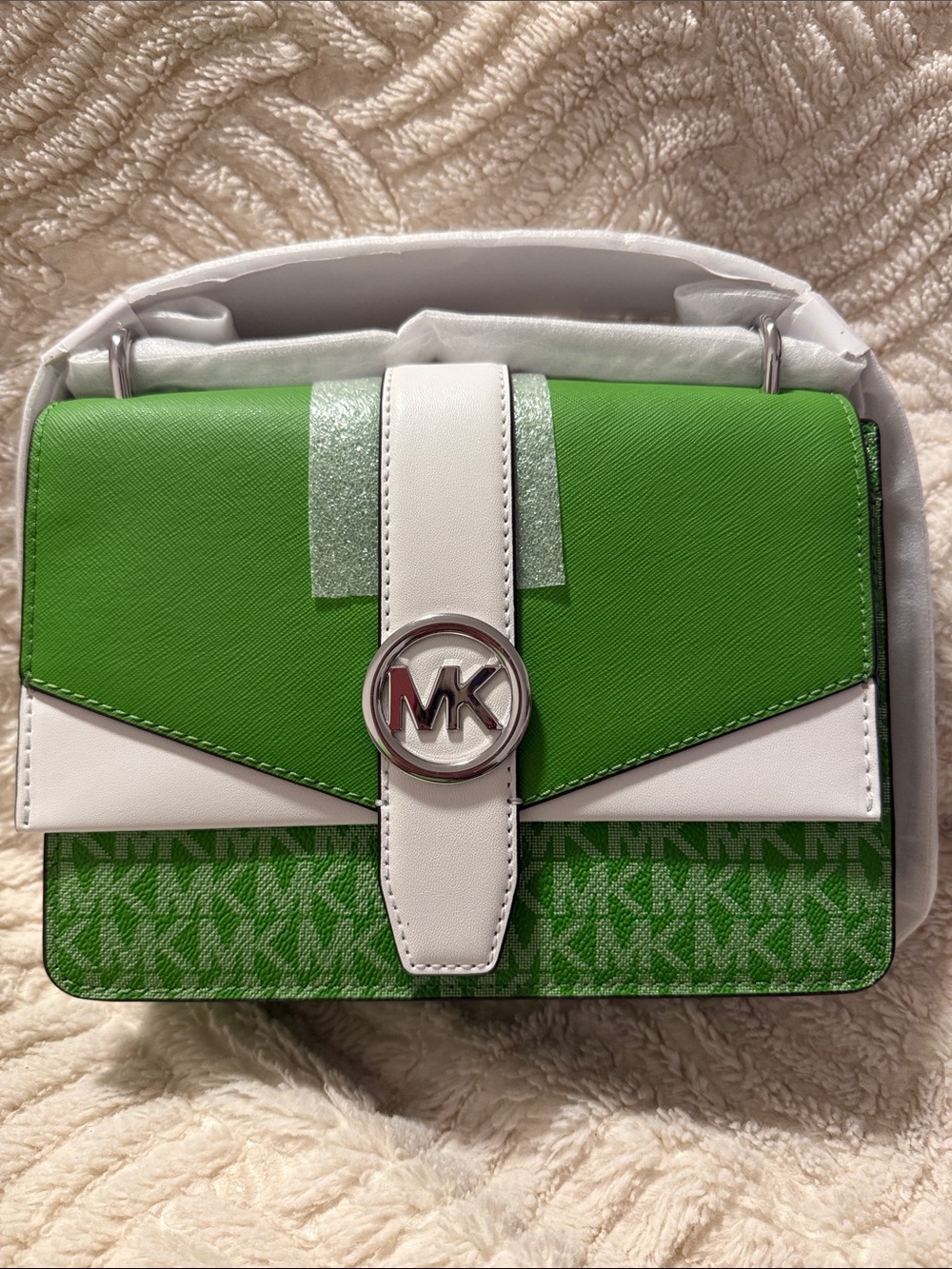 Michael Kors NWT Jungle Green & White Shoulder Bag